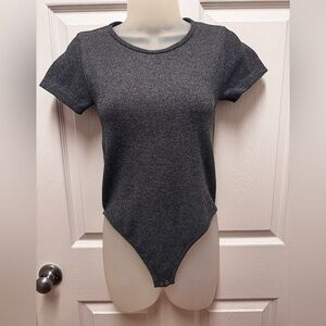 Stylish Gray Ribbed Bodysuit